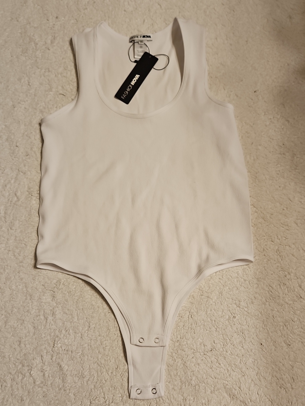 Fashion Nova White Ribbed Tank One-Piece